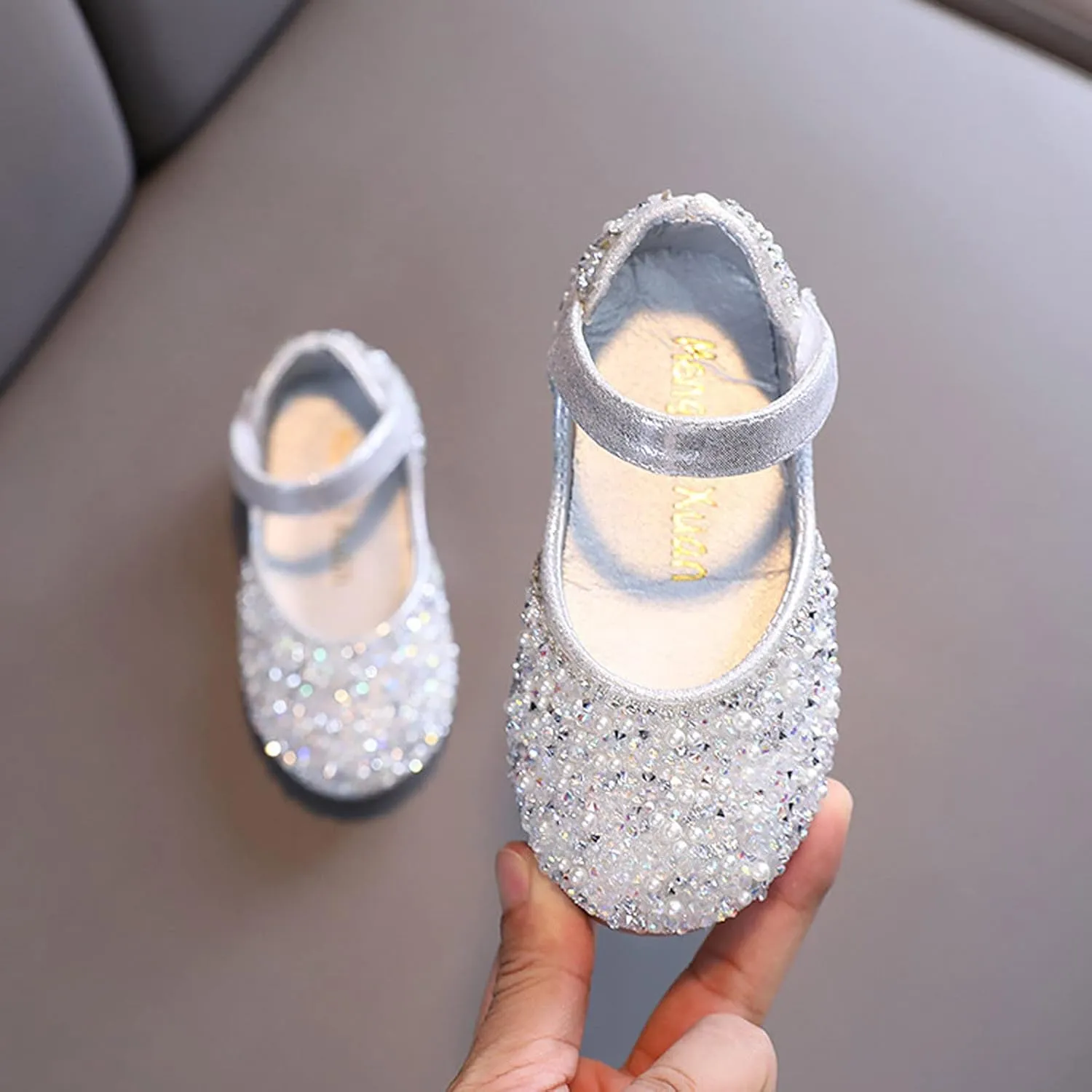 Girls Mary Jane Dress Shoes Rhinestons Flower Girl Wedding Part Shoes Ballet Flat Toddler Ballerina Sandals