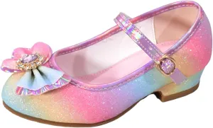 Girls' Sandals Closed Toe Heels Wedding Party Princess Shoes Sequins Bow for Toddler Kids Toddler Dress Shoes Boys