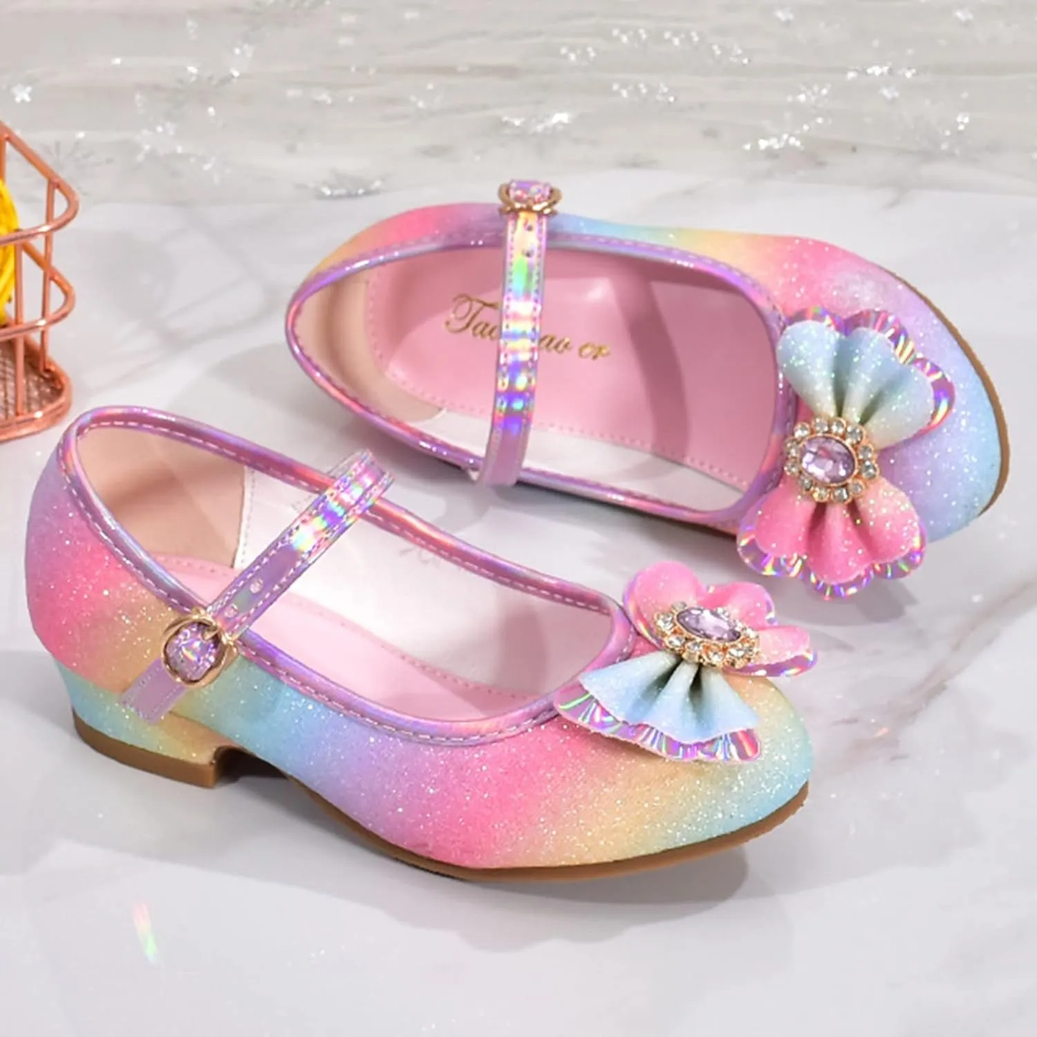 Girls' Sandals Closed Toe Heels Wedding Party Princess Shoes Sequins Bow for Toddler Kids Toddler Dress Shoes Boys