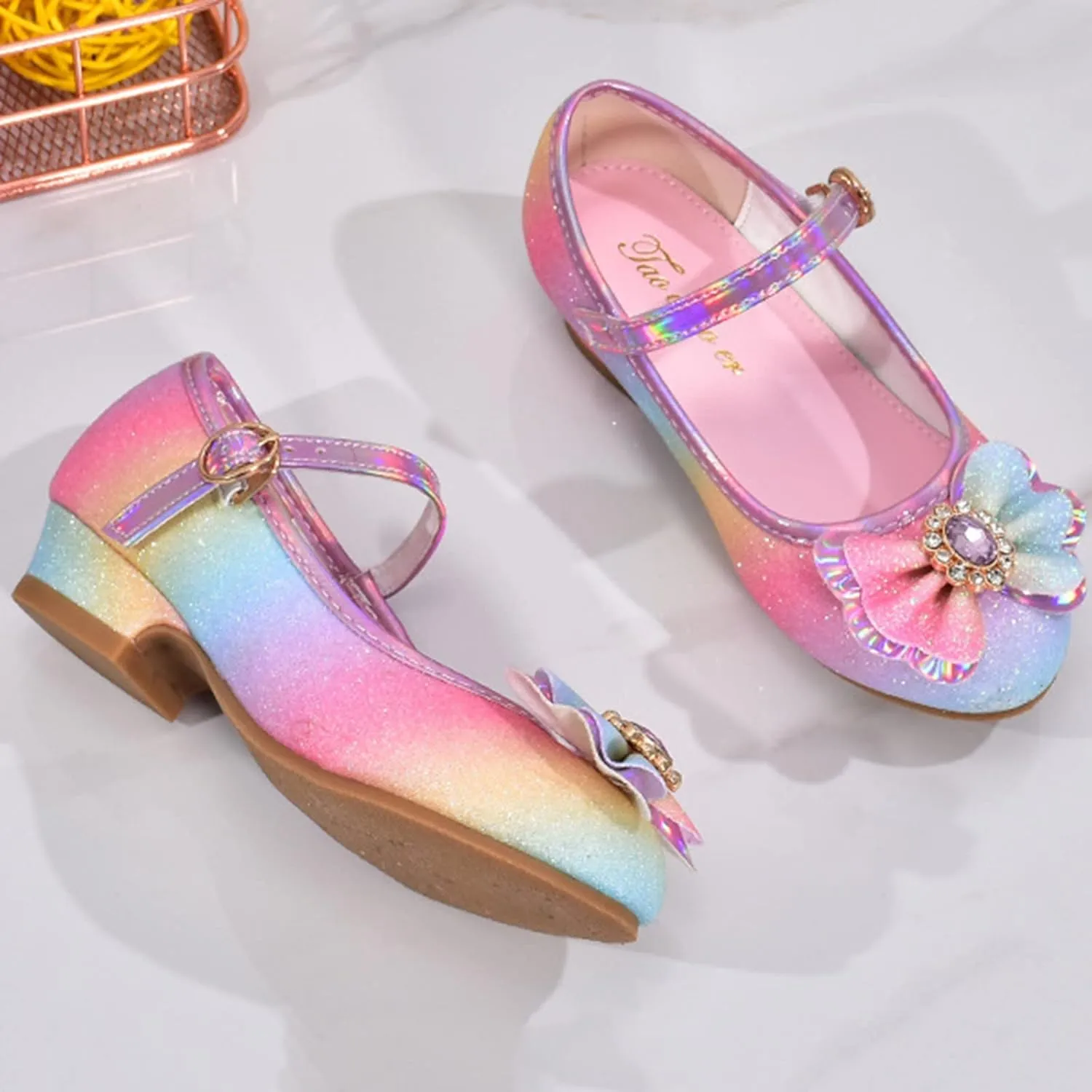 Girls' Sandals Closed Toe Heels Wedding Party Princess Shoes Sequins Bow for Toddler Kids Toddler Dress Shoes Boys