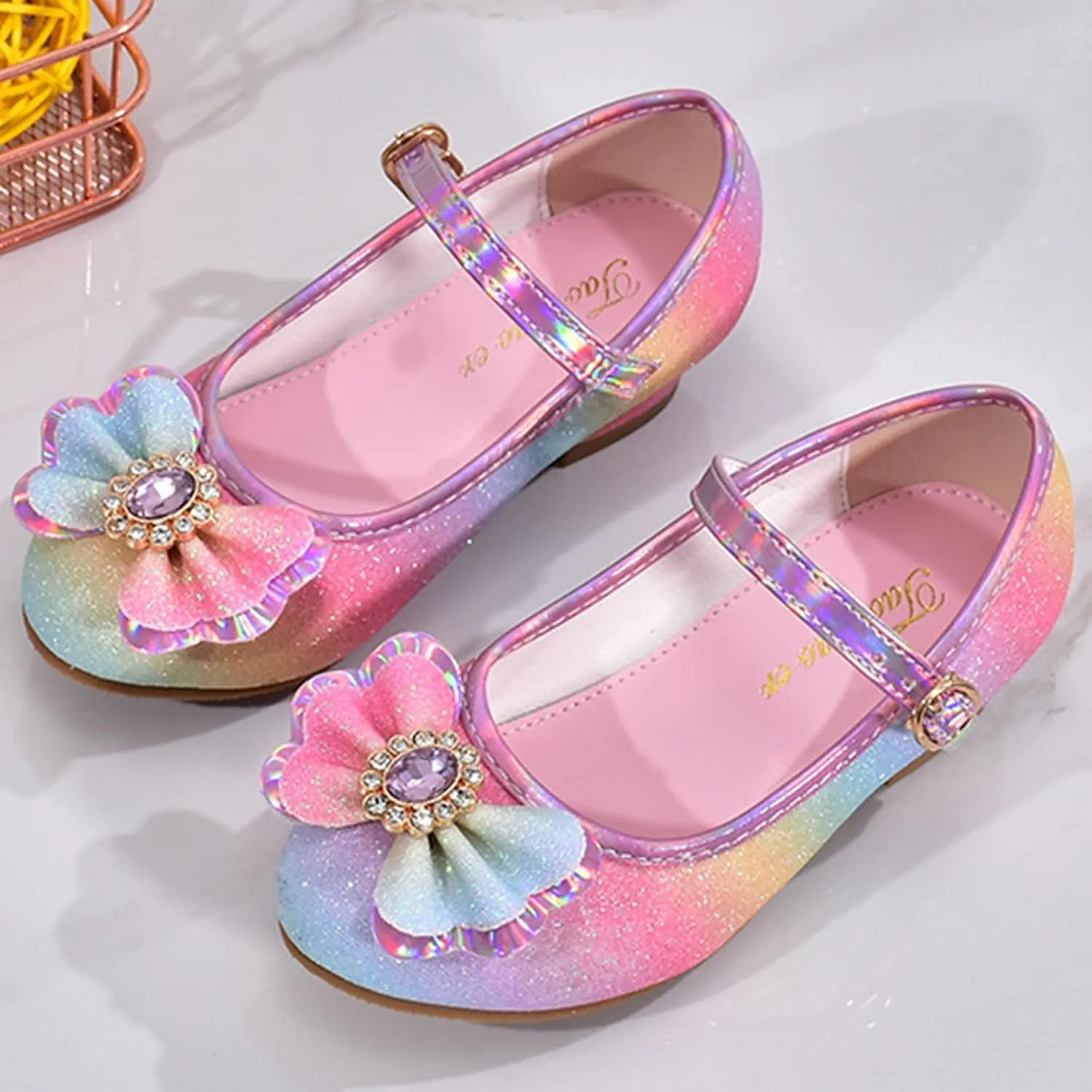 Girls' Sandals Closed Toe Heels Wedding Party Princess Shoes Sequins Bow for Toddler Kids Toddler Dress Shoes Boys