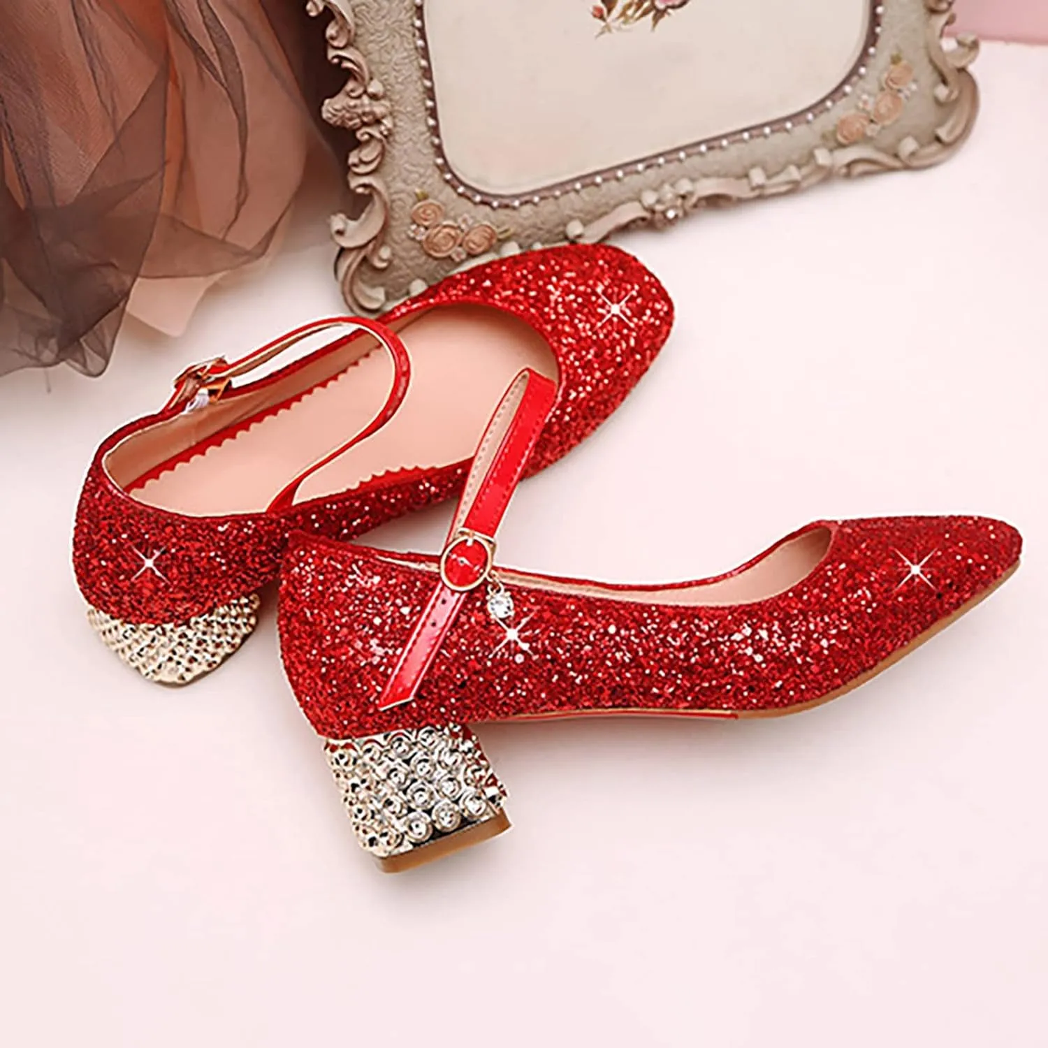 Girls Shoes High Heel Toddler Girls Dress Shoes Sparkle Mary Jane Flower Girls Wedding Birthday Party Prom