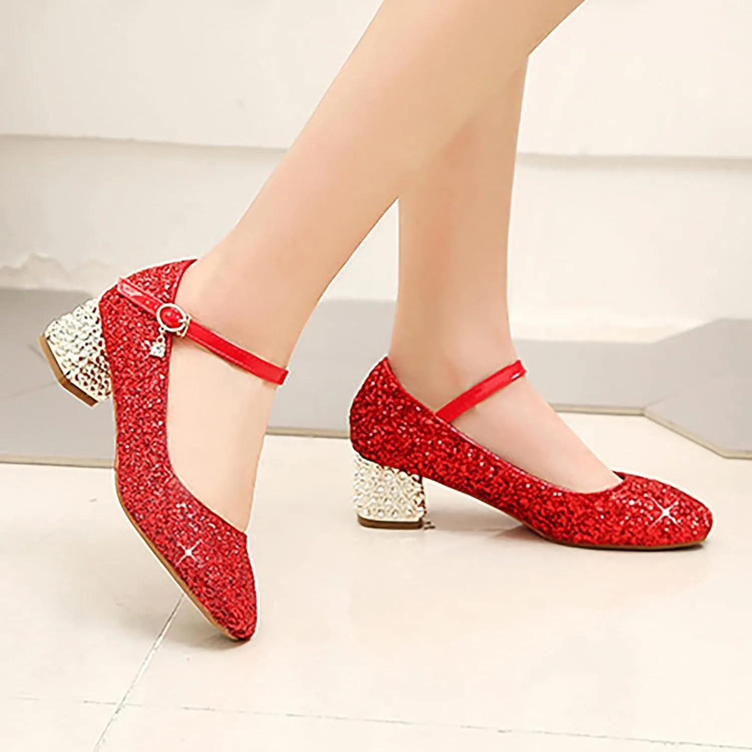 Girls Shoes High Heel Toddler Girls Dress Shoes Sparkle Mary Jane Flower Girls Wedding Birthday Party Prom