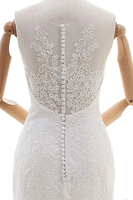Graceful Appliques Tulle Mermaid Wedding Dress