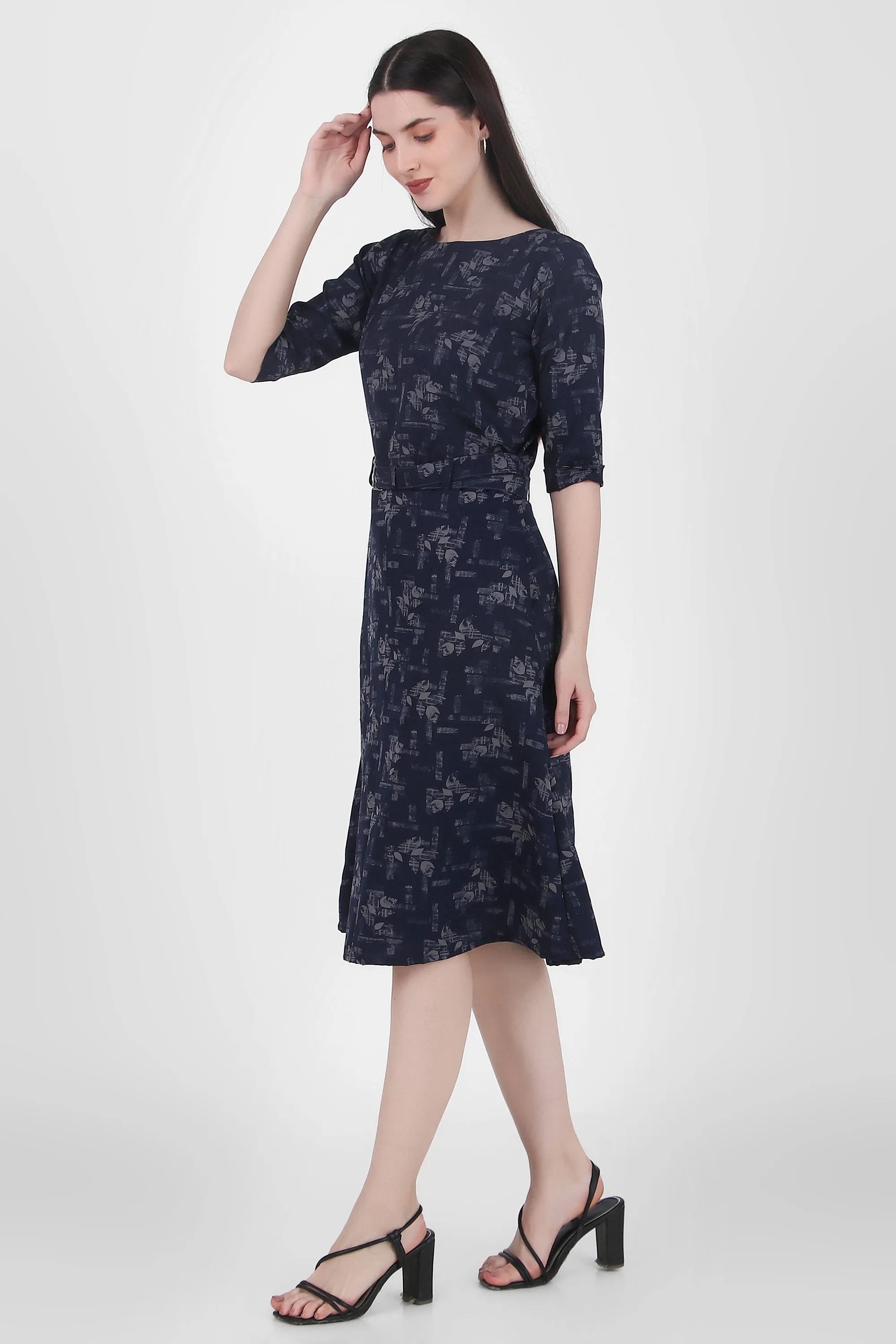Graceful Drapes Midi Dress