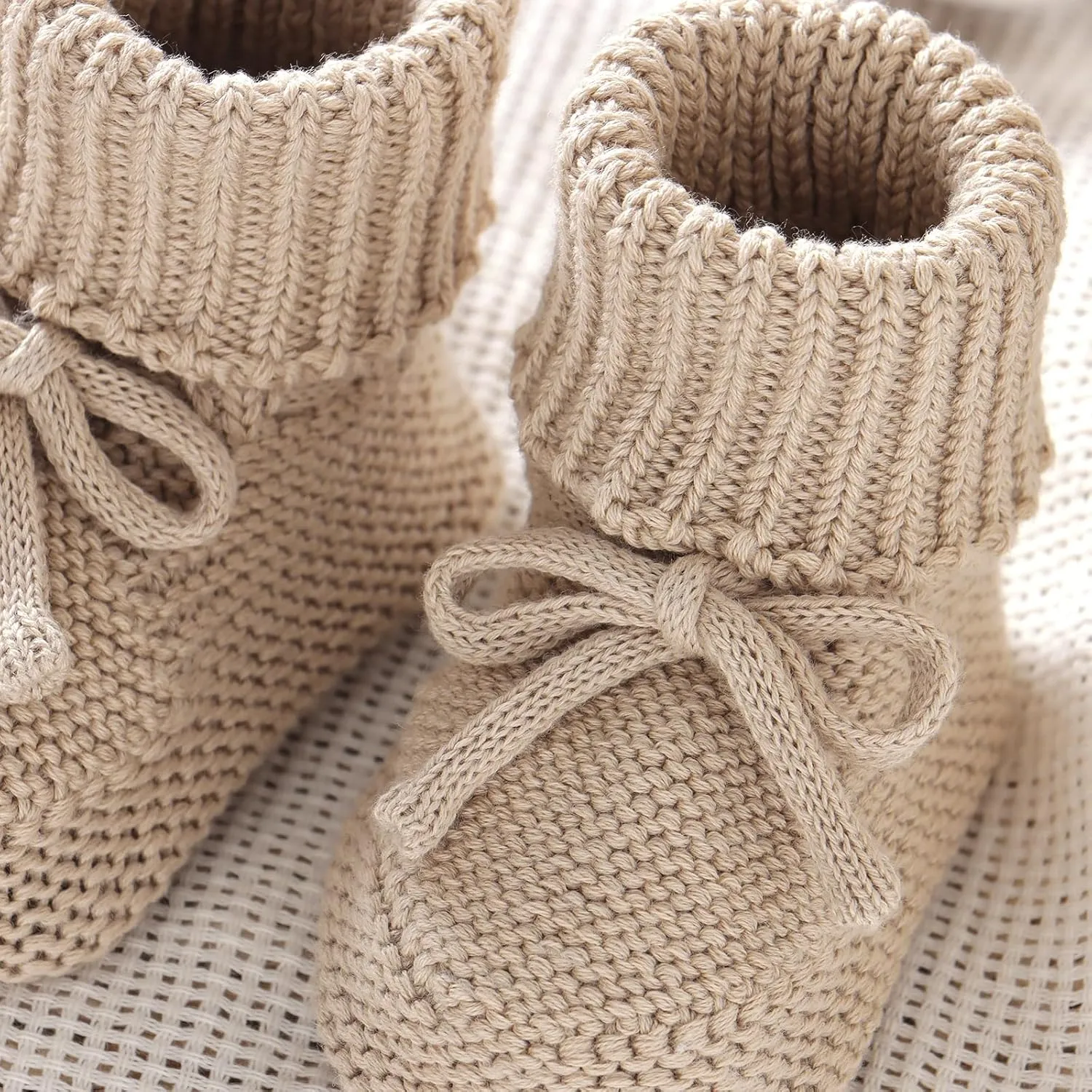 Hadetoto Baby Booties Newborn First Walkers Cozy Shoes Warm Knit Soft Booties for Toddler Infant Boy Girl