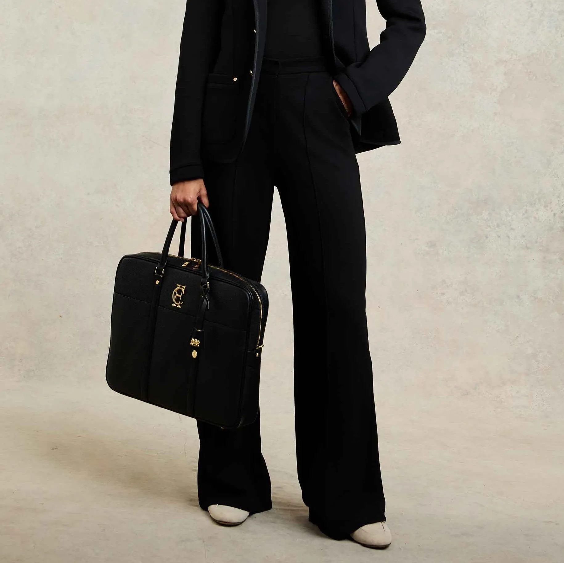 Holland Cooper Wide Leg Pant In Black Black