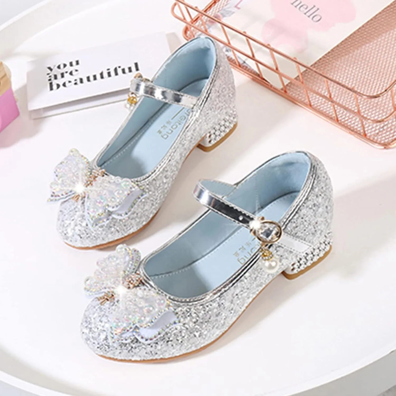 Indoor Slippers for Kids Girls Toddler Little Kid Girls Dress Pumps Glitter Toddler Girls Holiday Slippers