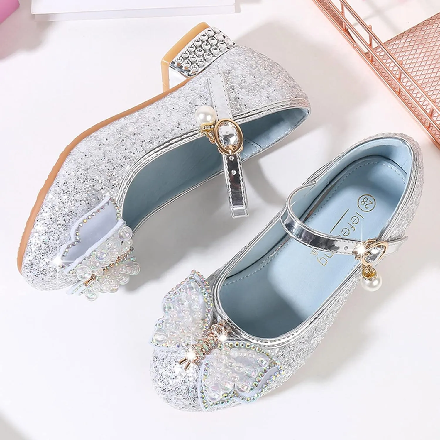 Indoor Slippers for Kids Girls Toddler Little Kid Girls Dress Pumps Glitter Toddler Girls Holiday Slippers