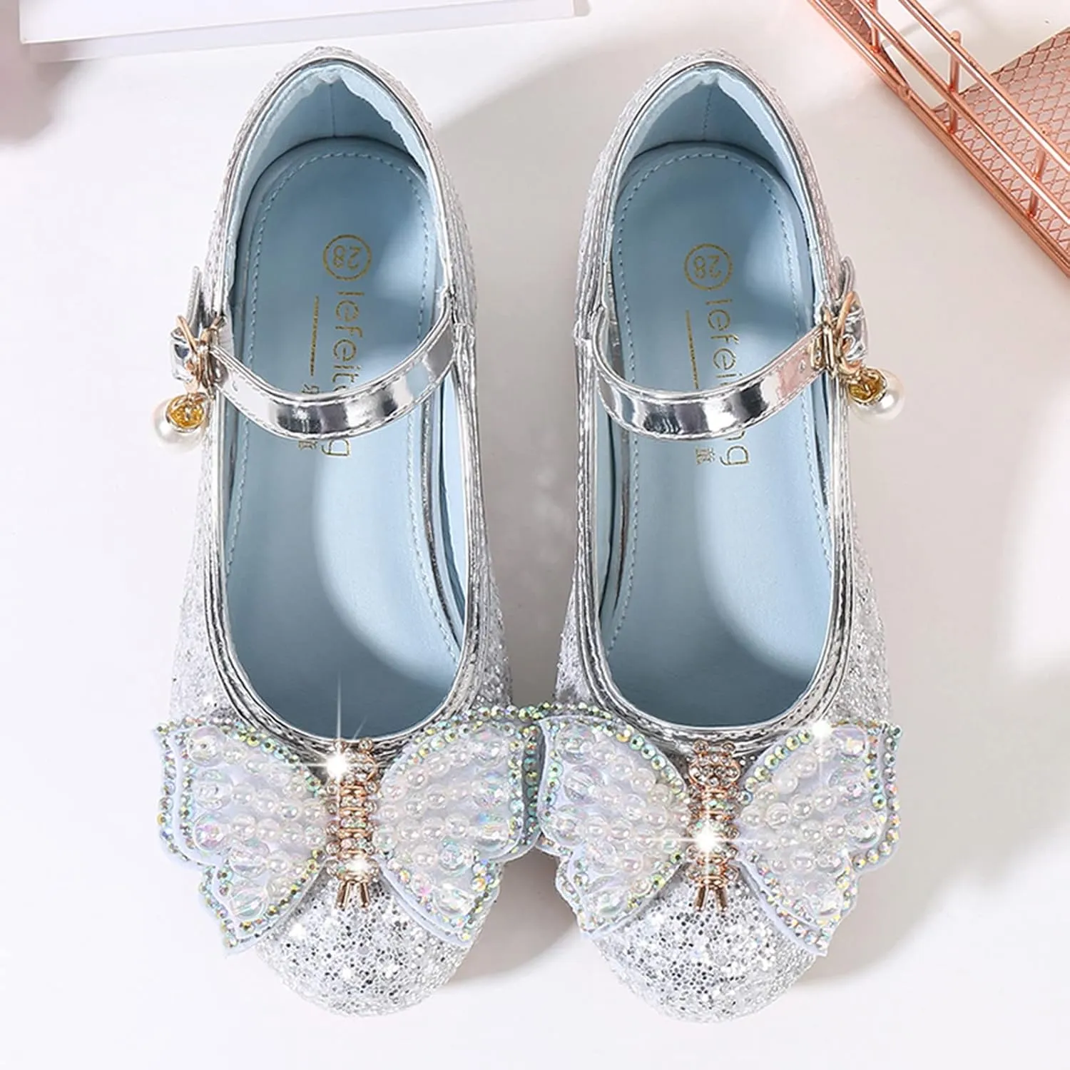 Indoor Slippers for Kids Girls Toddler Little Kid Girls Dress Pumps Glitter Toddler Girls Holiday Slippers