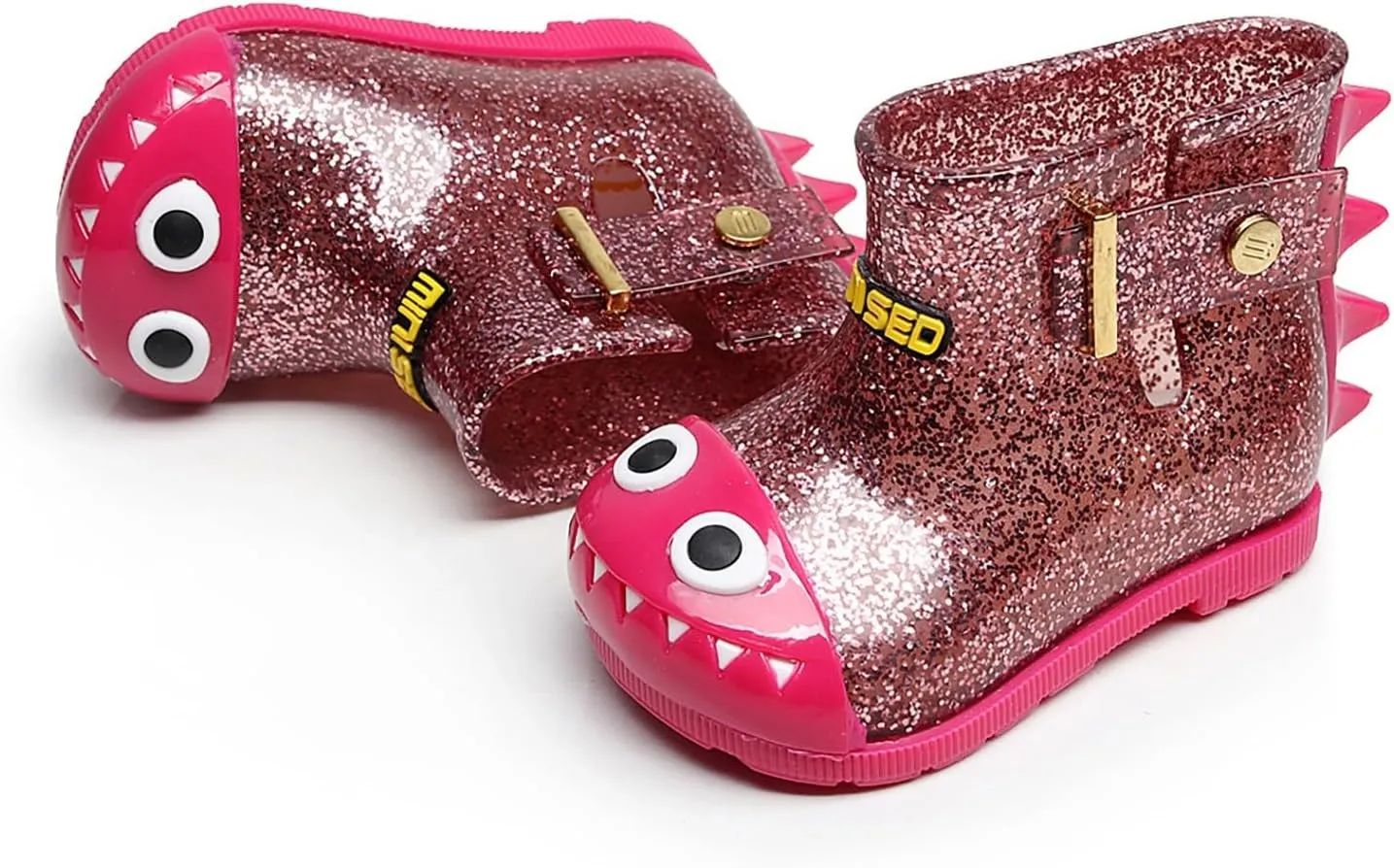 Infant Baby Cute Dinosaur Glitter Rain Boots Easy On Unisex Child Booties Boys Girls Washable Casual Outdoor Shoes