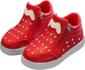 Kids Baby Girls rystal Light Up Shoes Luminous Bowknot Sneakers Winter Comfort Warm Trainers for Baby Girls Shoes