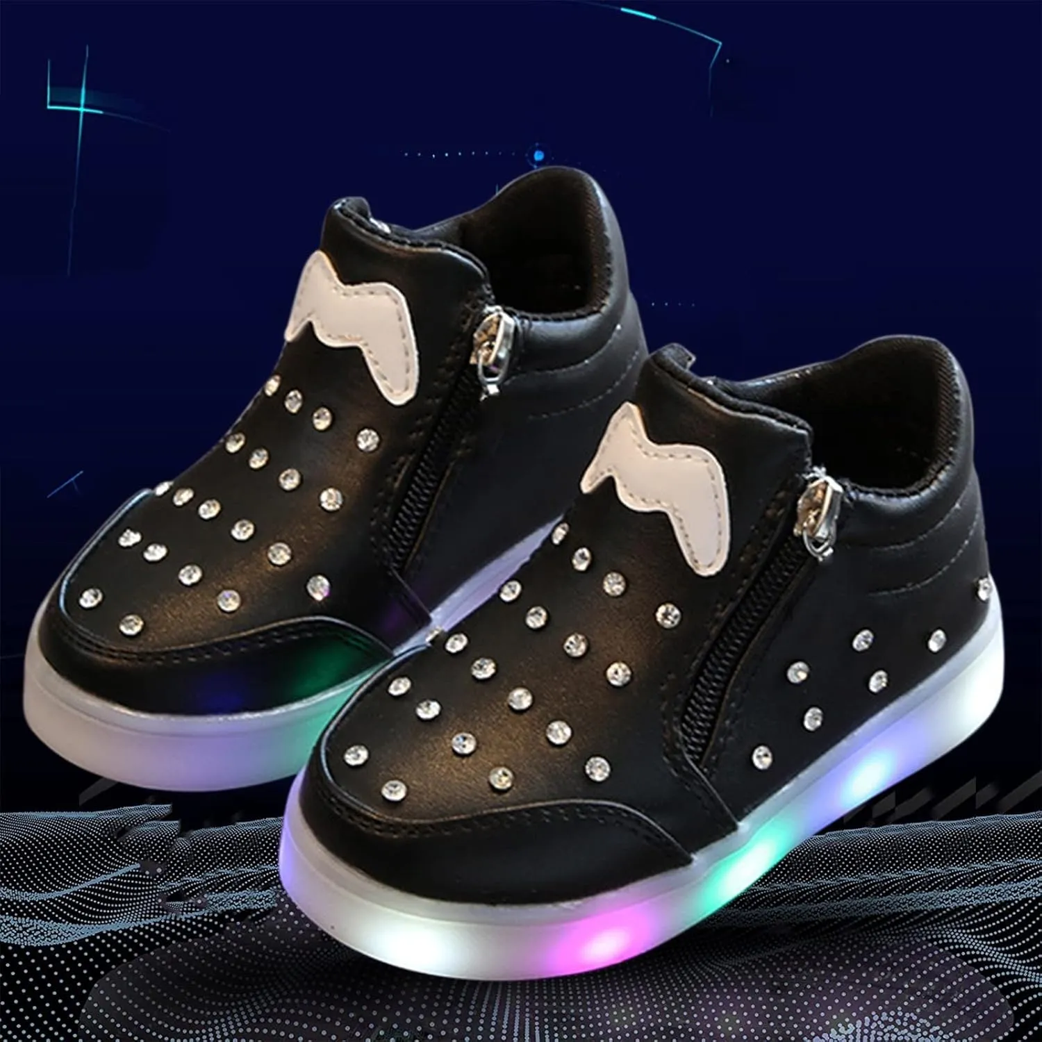 Kids Baby Girls rystal Light Up Shoes Luminous Bowknot Sneakers Winter Comfort Warm Trainers for Baby Girls Shoes
