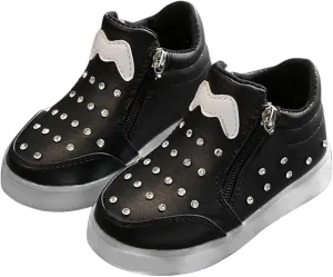 Kids Baby Girls rystal Light Up Shoes Luminous Bowknot Sneakers Winter Comfort Warm Trainers for Baby Girls Shoes