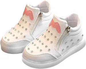 Kids Baby Girls rystal Light Up Shoes Luminous Bowknot Sneakers Winter Comfort Warm Trainers for Baby Girls Shoes
