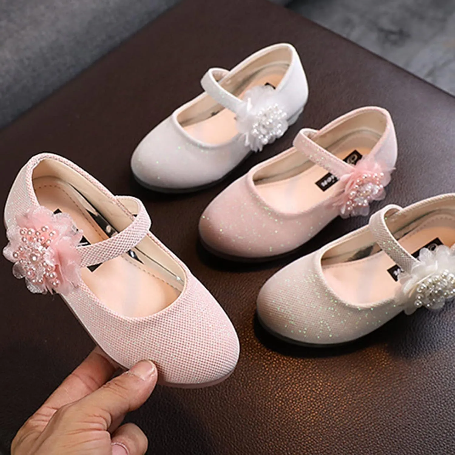 Kids Dress Shoes Girls Mary Jane Shoes Cute Flower Girls Princess Casual Dress Shoes Kids Slip On Ballet Flat