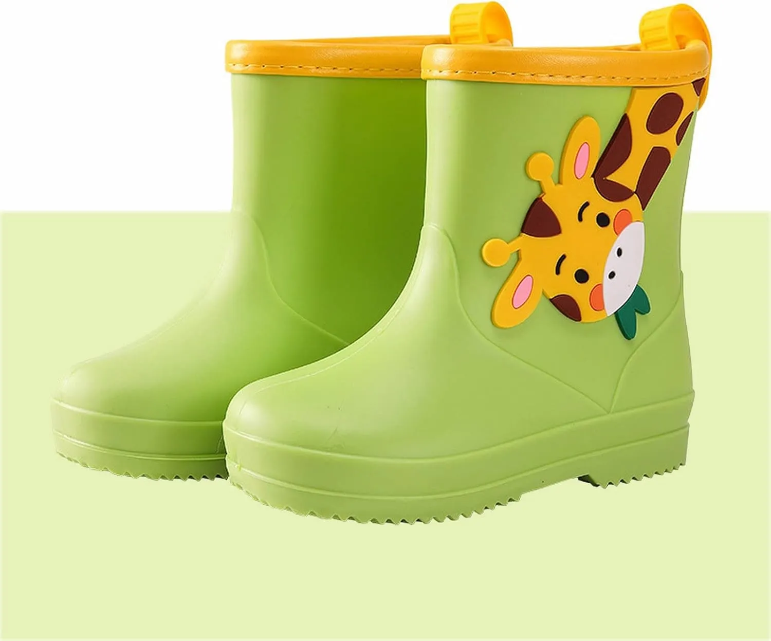 Kids Rain Shoes Easy on Rubber Rain Boots Giraffe Cartoon Pattern Non Slip Rubber Shoes Baby Girl Boots