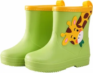 Kids Rain Shoes Easy on Rubber Rain Boots Giraffe Cartoon Pattern Non Slip Rubber Shoes Baby Girl Boots
