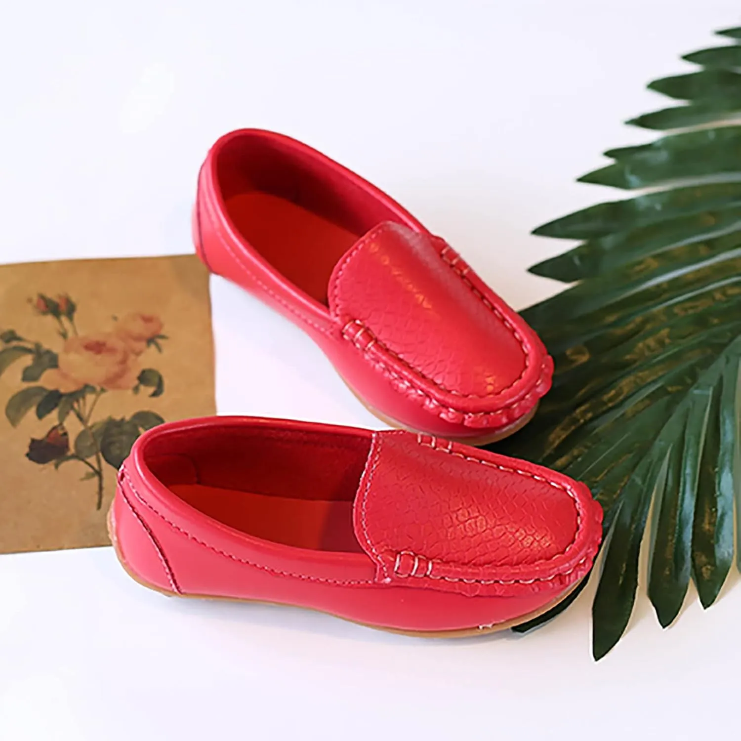 Kids Toddlers Boys Girls Leather Slip On Loafers Moccasi Boat Dress Shoes Comfort Flat Casual Shoes Formal Shoes