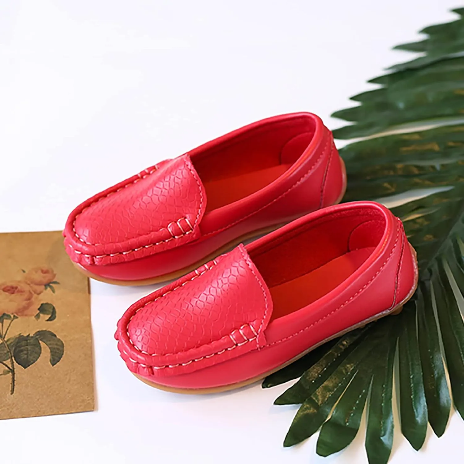 Kids Toddlers Boys Girls Leather Slip On Loafers Moccasi Boat Dress Shoes Comfort Flat Casual Shoes Formal Shoes