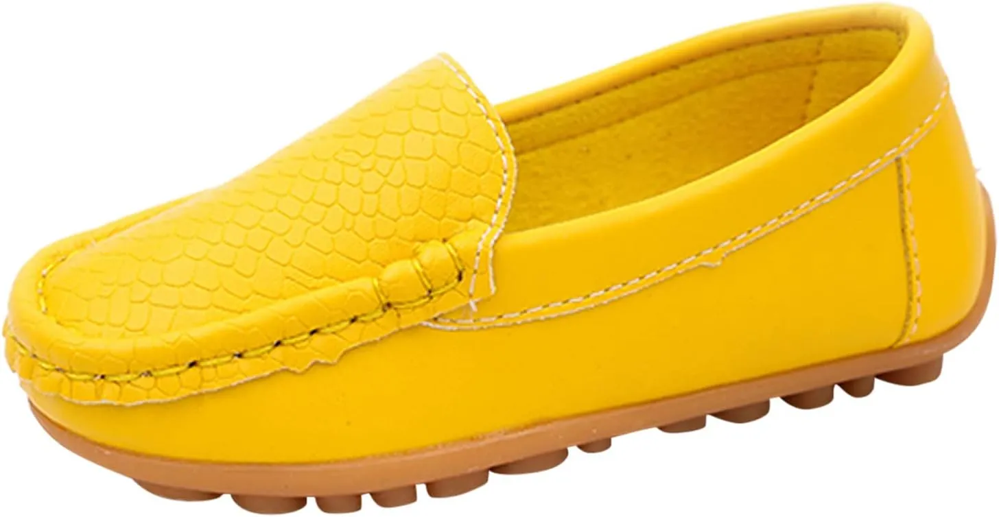 Kids Toddlers Boys Girls Leather Slip On Loafers Moccasi Boat Dress Shoes Comfort Flat Casual Shoes Formal Shoes