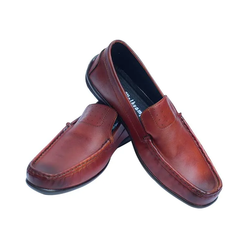 Leather moccasins with patina color