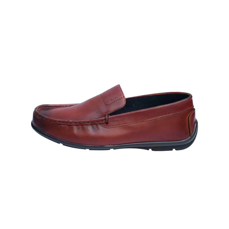 Leather moccasins with patina color