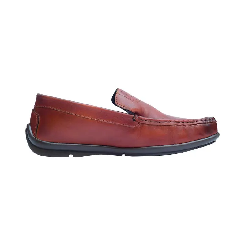 Leather moccasins with patina color