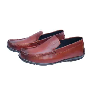 Leather moccasins with patina color