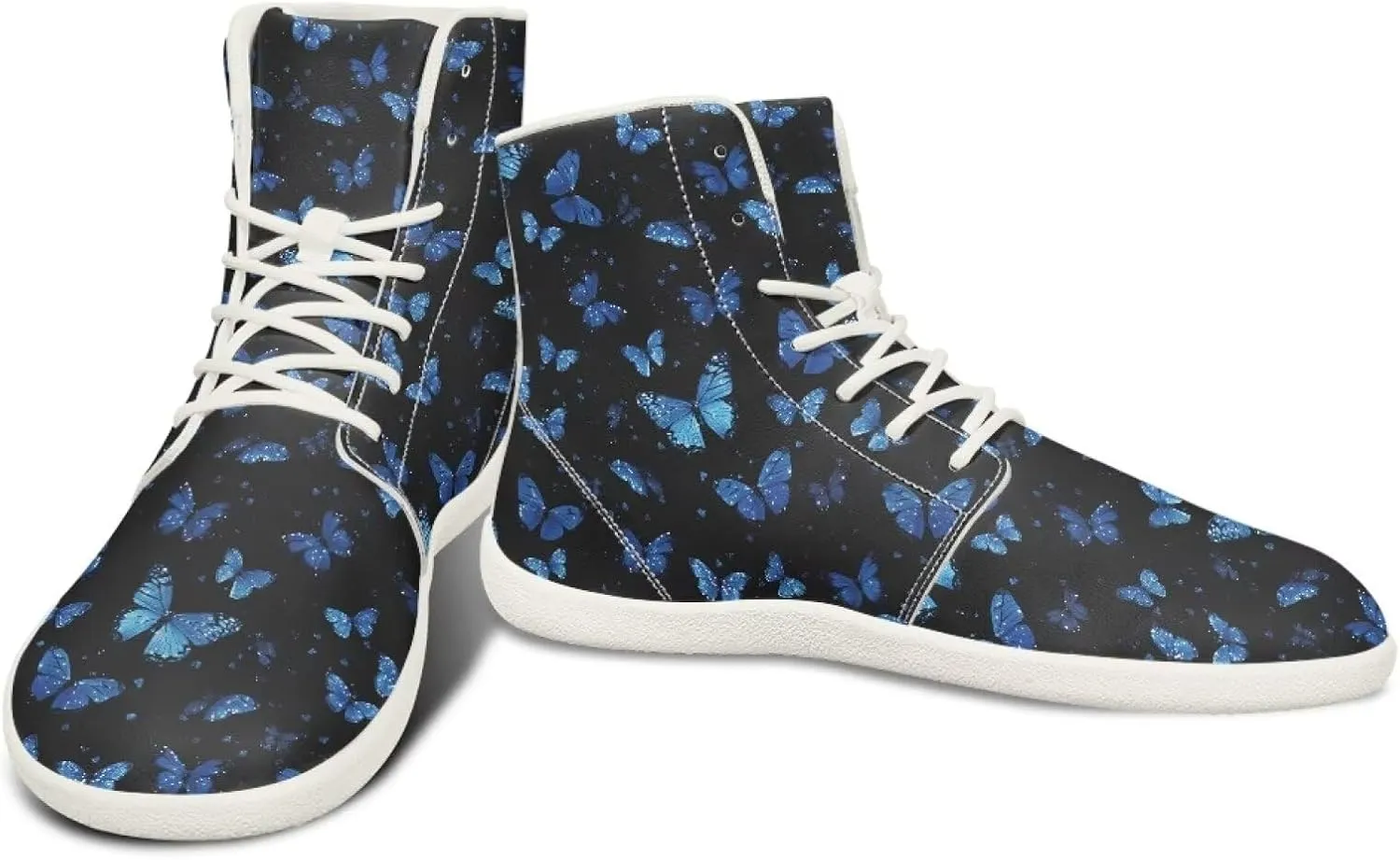 Men High-Top Barefoot Shoes Wide Toe Minimalist Walking Shoe Casual Cozy Waterproof Sneakers for Athletic US 5-14 White Sole