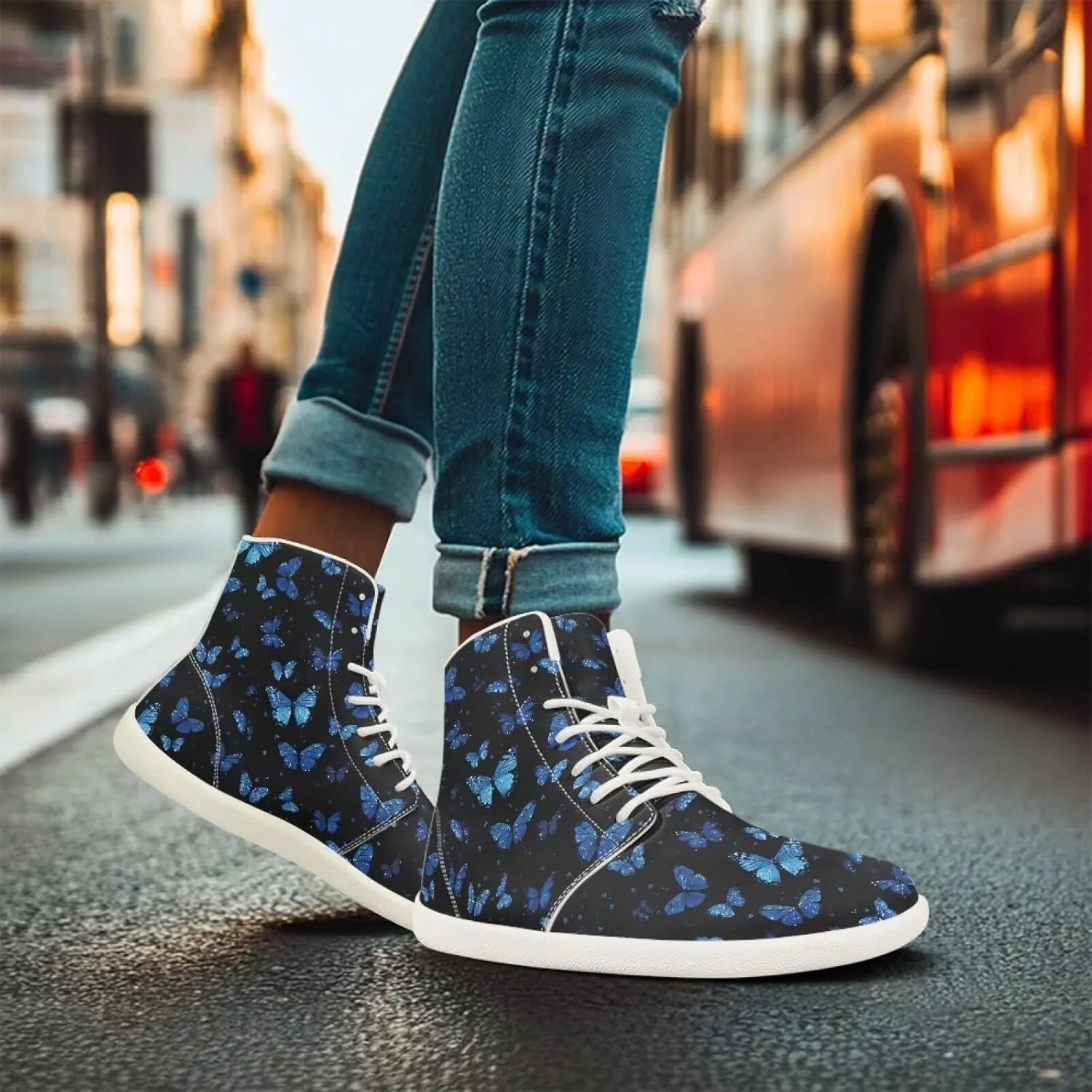 Men High-Top Barefoot Shoes Wide Toe Minimalist Walking Shoe Casual Cozy Waterproof Sneakers for Athletic US 5-14 White Sole