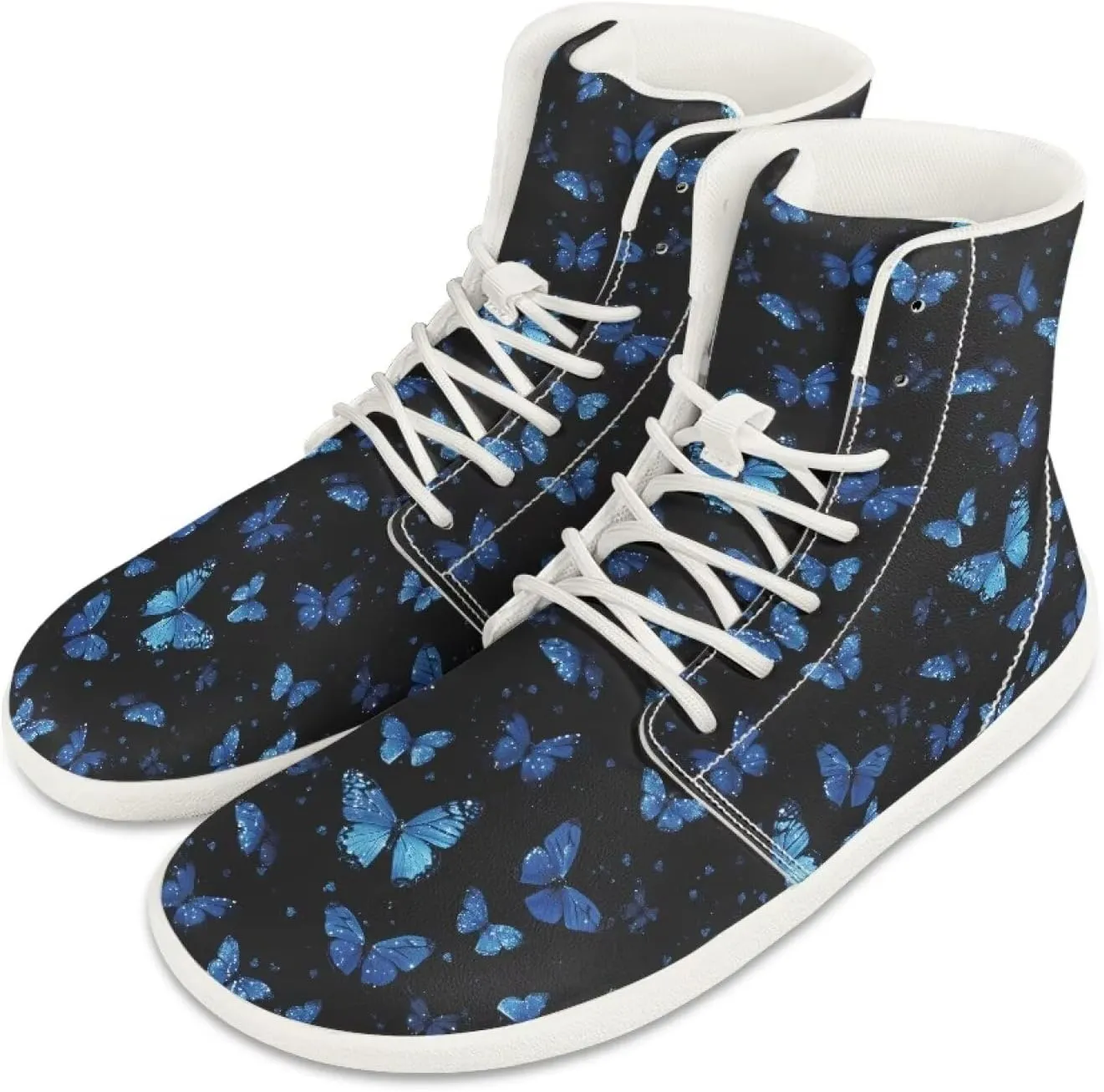 Men High-Top Barefoot Shoes Wide Toe Minimalist Walking Shoe Casual Cozy Waterproof Sneakers for Athletic US 5-14 White Sole