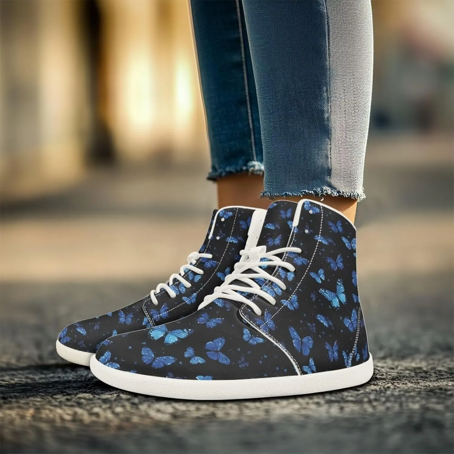 Men High-Top Barefoot Shoes Wide Toe Minimalist Walking Shoe Casual Cozy Waterproof Sneakers for Athletic US 5-14 White Sole