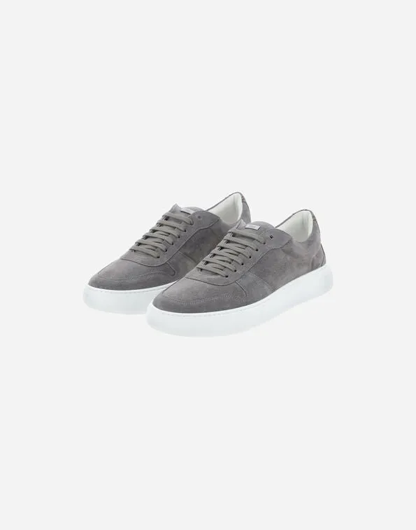Men's suede monogram court sneaker - grey