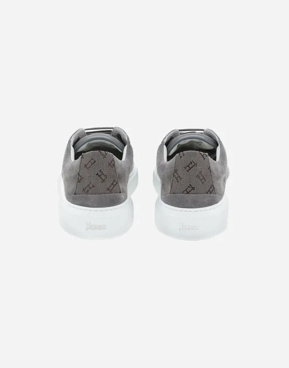Men's suede monogram court sneaker - grey