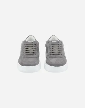 Men's suede monogram court sneaker - grey