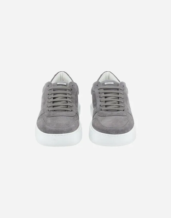 Men's suede monogram court sneaker - grey