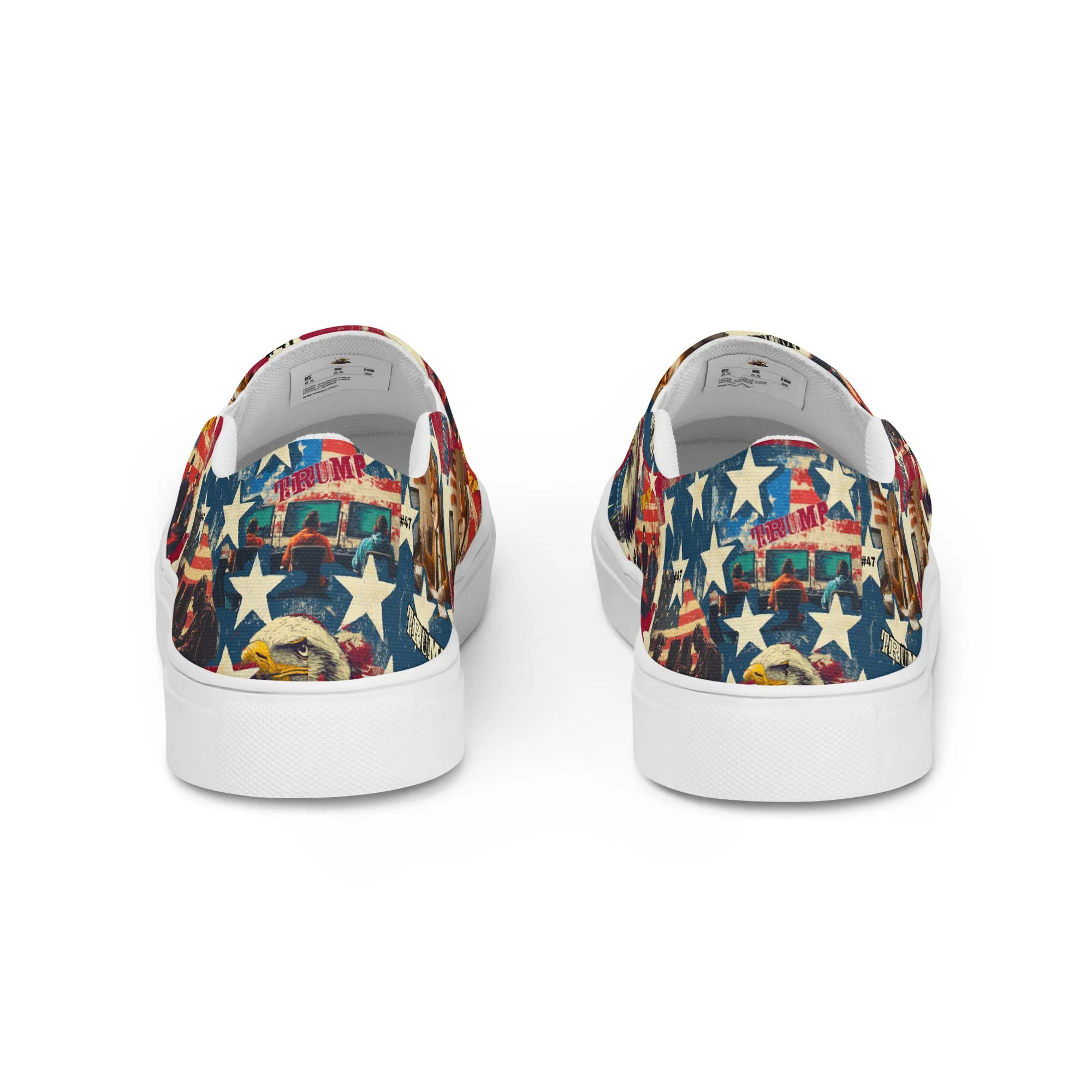 Patriotic collage,Men’s slip-on canvas shoes