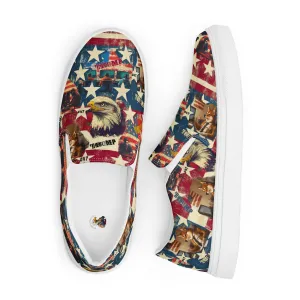 Patriotic collage,Men’s slip-on canvas shoes