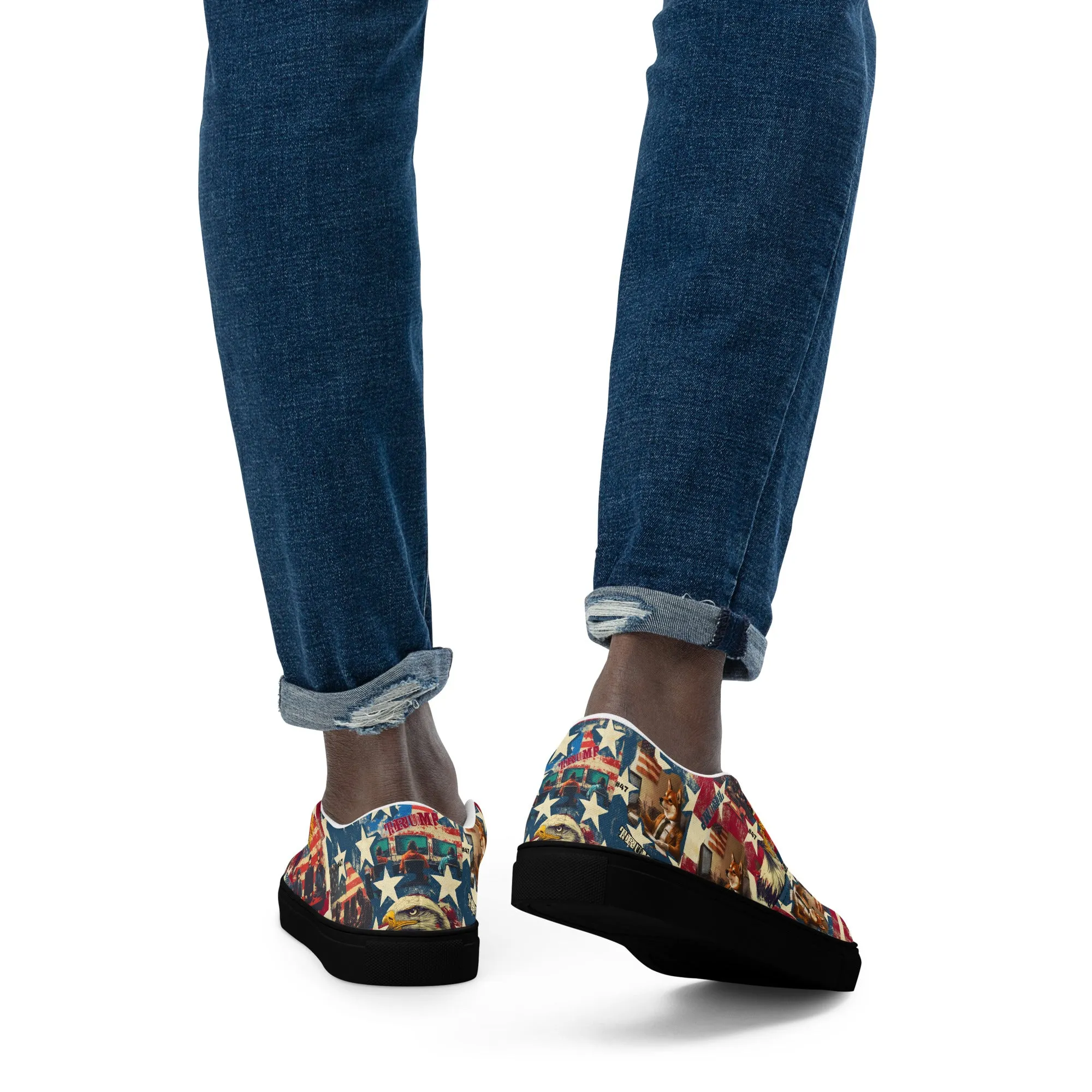 Patriotic collage,Men’s slip-on canvas shoes