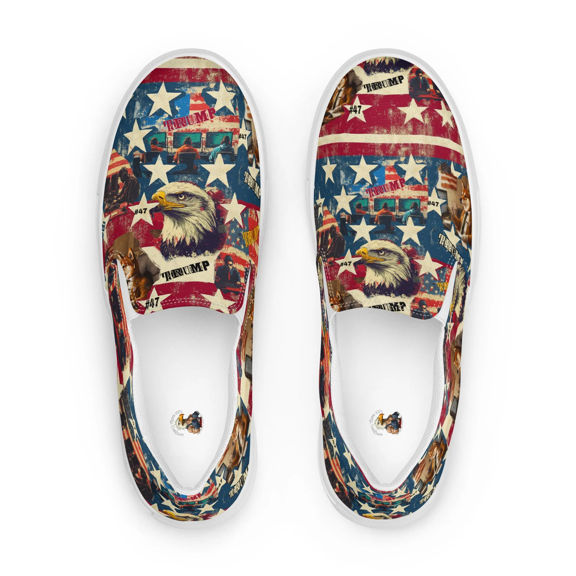 Patriotic collage,Men’s slip-on canvas shoes