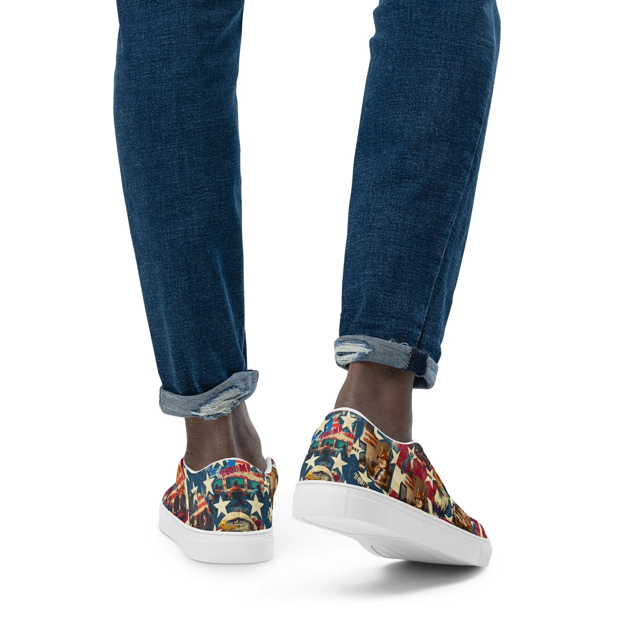 Patriotic collage,Men’s slip-on canvas shoes