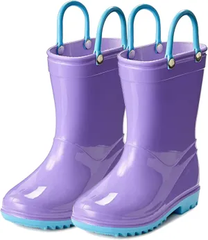 Puddle Play PVC Waterproof Rainboots - Purple Lavender and Light Blue - Easy-on Size 10 Toddler