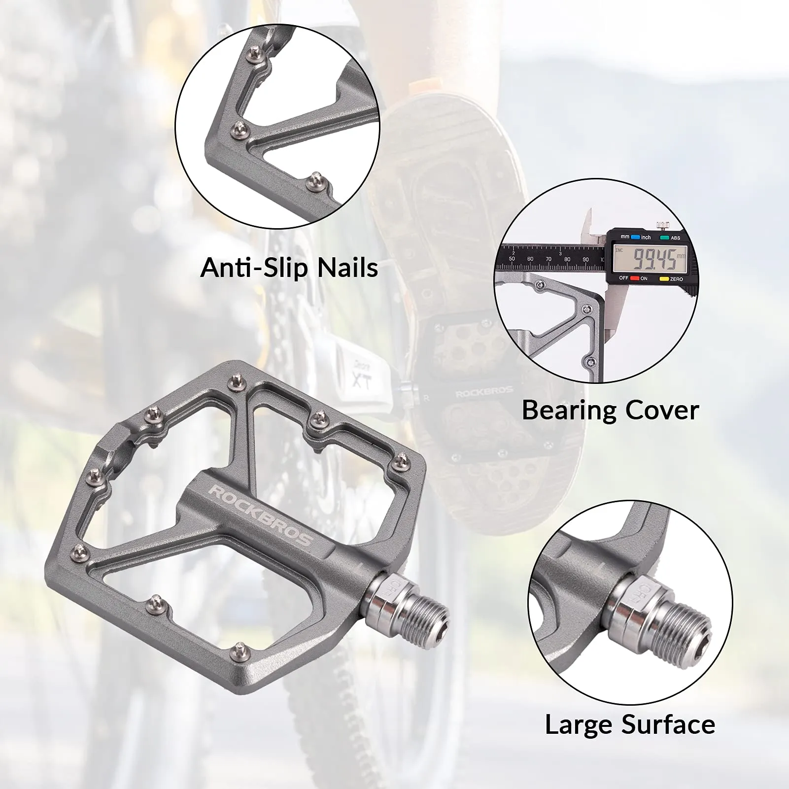 ROCKBROS Bike Pedals Ultra Lightweight Flat  Pedals 9/16 Inch (Pair)