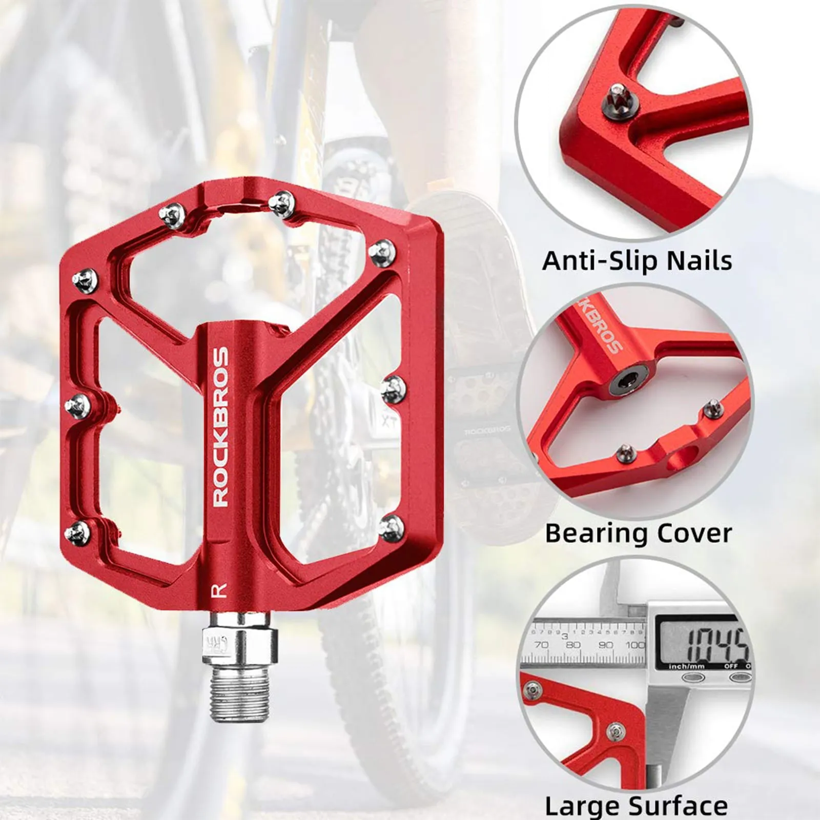 ROCKBROS Bike Pedals Ultra Lightweight Flat  Pedals 9/16 Inch (Pair)