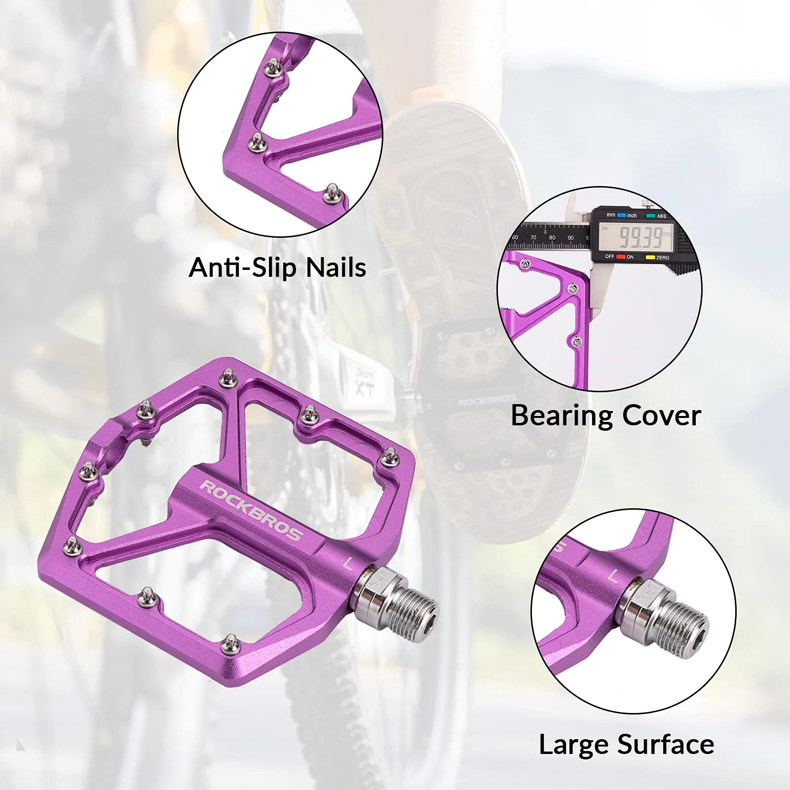 ROCKBROS Bike Pedals Ultra Lightweight Flat  Pedals 9/16 Inch (Pair)