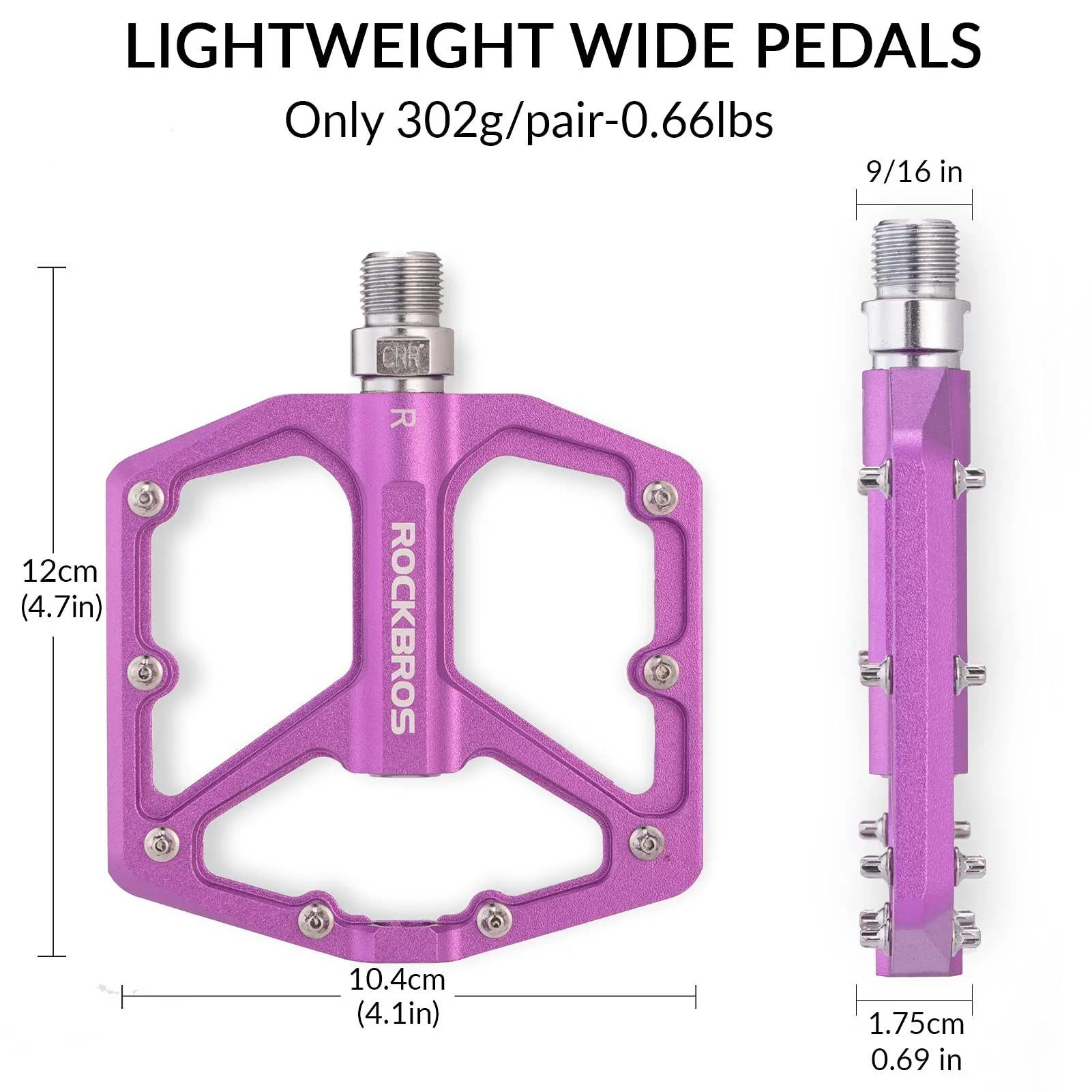 ROCKBROS Bike Pedals Ultra Lightweight Flat  Pedals 9/16 Inch (Pair)