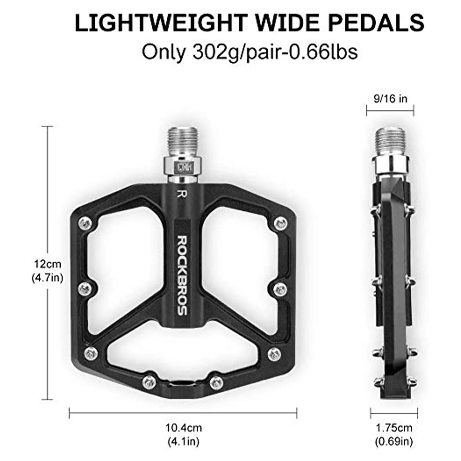 ROCKBROS Bike Pedals Ultra Lightweight Flat  Pedals 9/16 Inch (Pair)