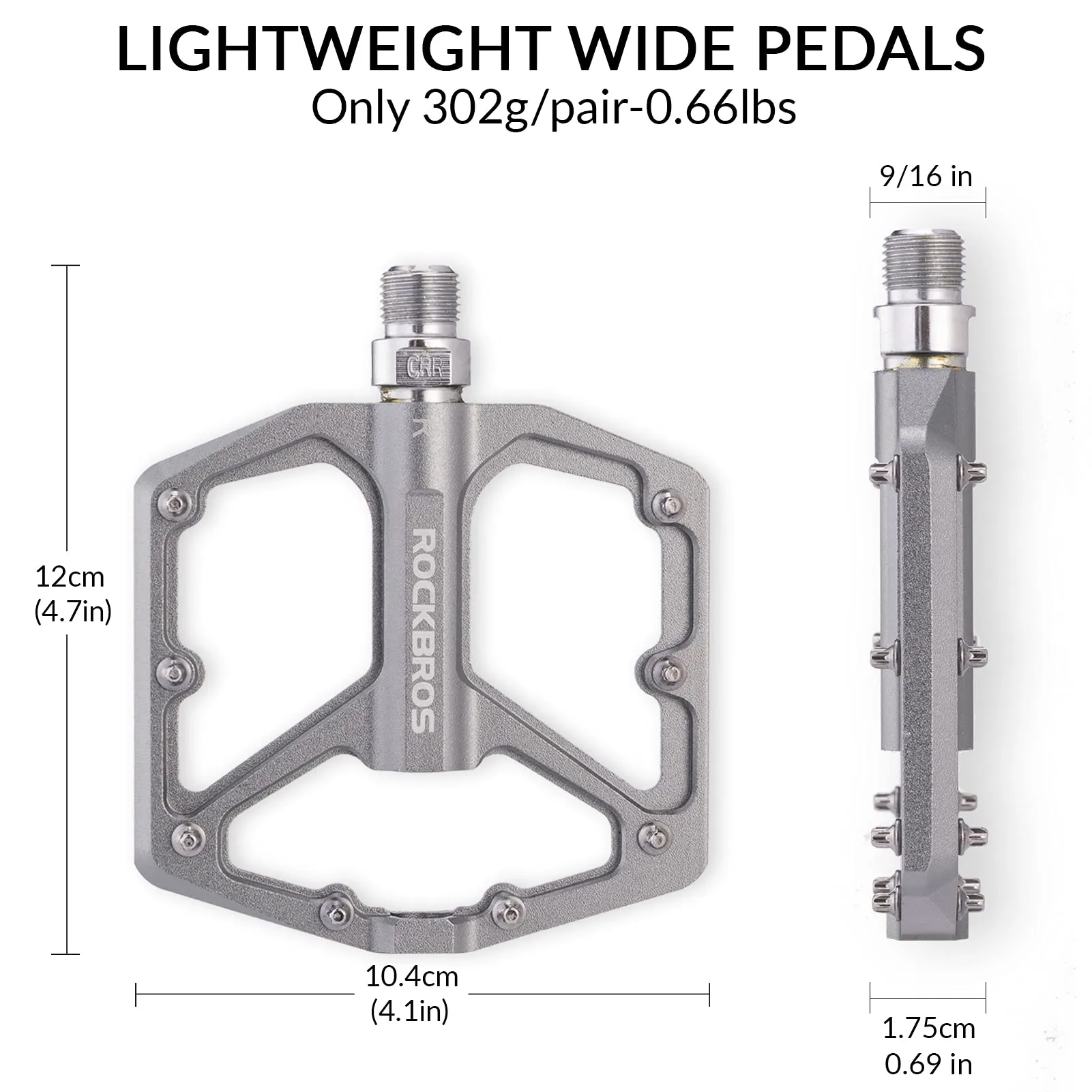 ROCKBROS Bike Pedals Ultra Lightweight Flat  Pedals 9/16 Inch (Pair)
