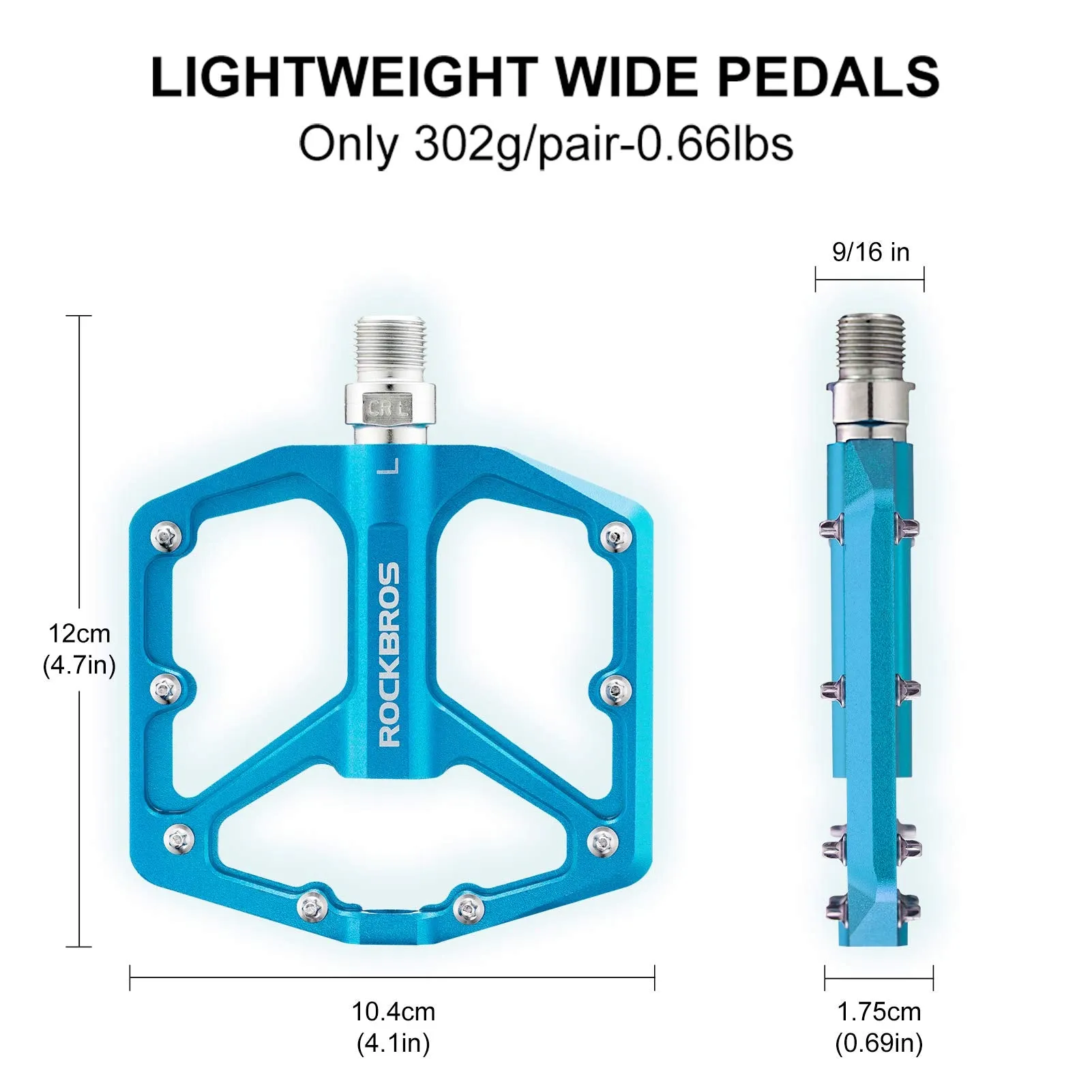 ROCKBROS Bike Pedals Ultra Lightweight Flat  Pedals 9/16 Inch (Pair)
